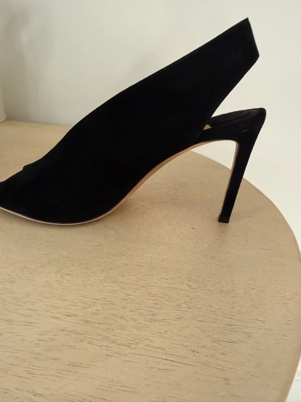 Jimmy Choo Black Suede Peep-Toe Slingback Heels - Picture 3 of 4